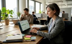 Ein Business Analyst wirft einen prüfenden Blick auf das Automatisierungs-Dashboard.